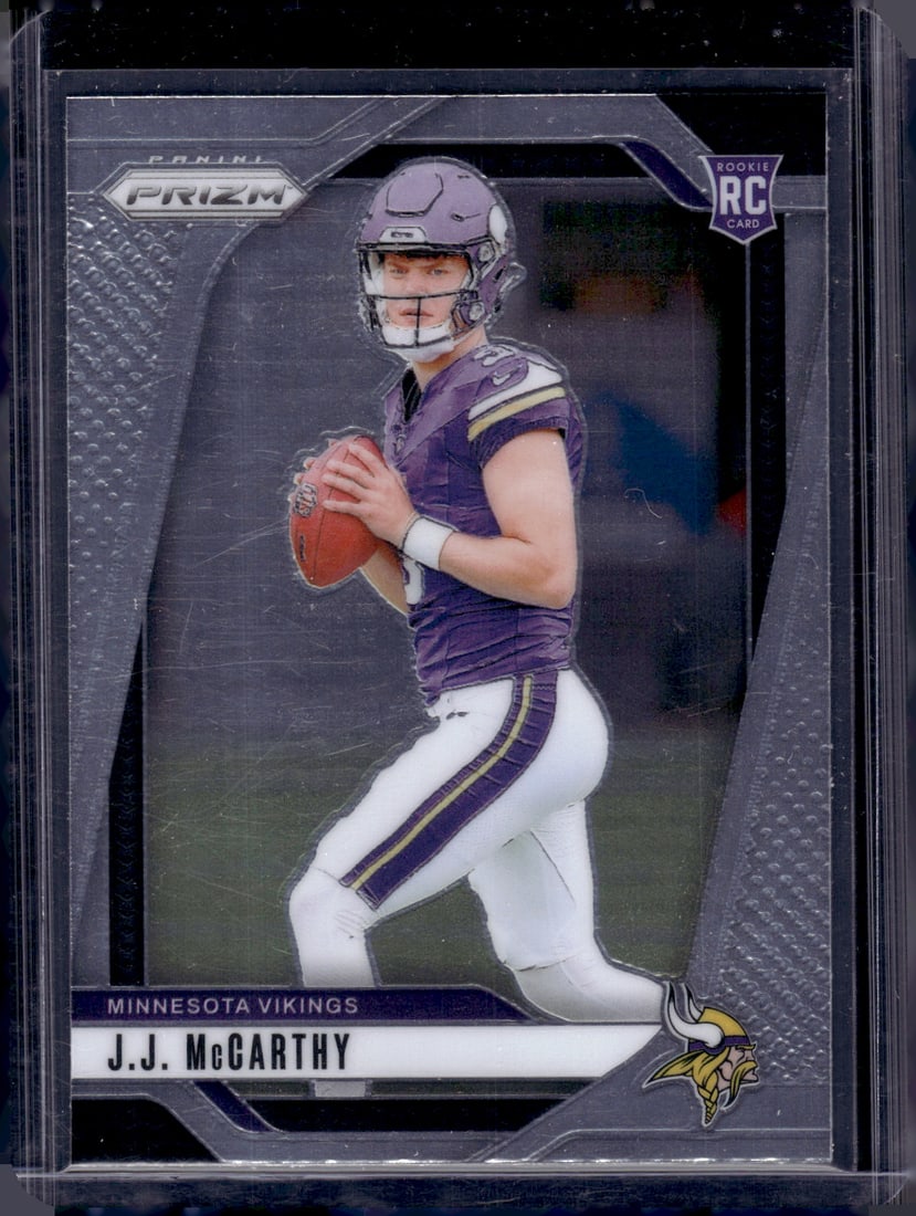 JJ McCarthy Rookie Card 2024 Panini Prizm #400 Minnesota Vikings: Panini Select, Prizm, Mosaic, Contenders, Zenith, Phoenix, Illusions, Absolute, Rookie NFL Sports Trading Cards, SP, SSP, Cards, Football Cards for Sale Near Me, Superbowl & Hall of Fame Player Cards,