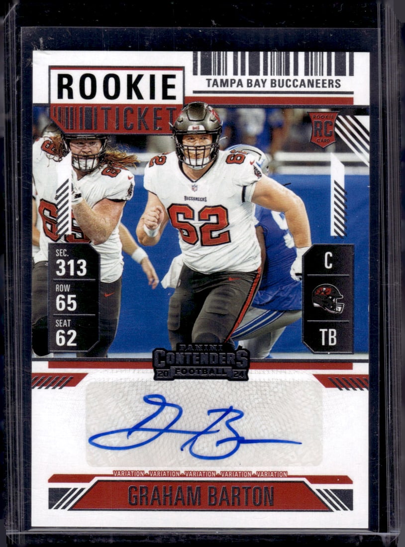 Graham Barton Rookie Ticket Auto 2024 Contenders #182 Tampa Bay Buccaneers: Panini Select, Prizm, Mosaic, Contenders, Zenith, Phoenix, Illusions, Absolute, Rookie NFL Sports Trading Cards, SP, SSP, Cards, Football Cards for Sale Near Me, Superbowl & Hall of Fame Player Cards,