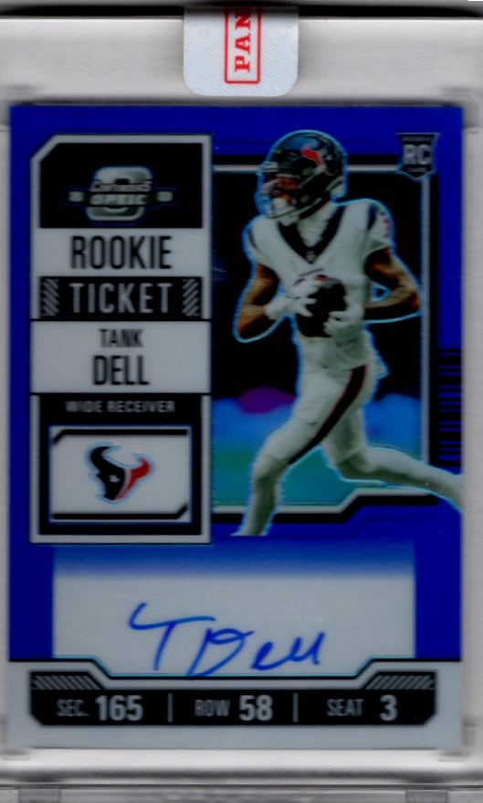 Tank Dell Rookie Ticket Blue Prizm Auto /75 2023 Contenders Optic #135 Houston Texans: Panini Select, Prizm, Mosaic, Contenders, Zenith, Phoenix, Illusions, Absolute, Rookie NFL Sports Trading Cards, SP, SSP, Cards, Football Cards for Sale Near Me, Superbowl & Hall of Fame Player Cards,