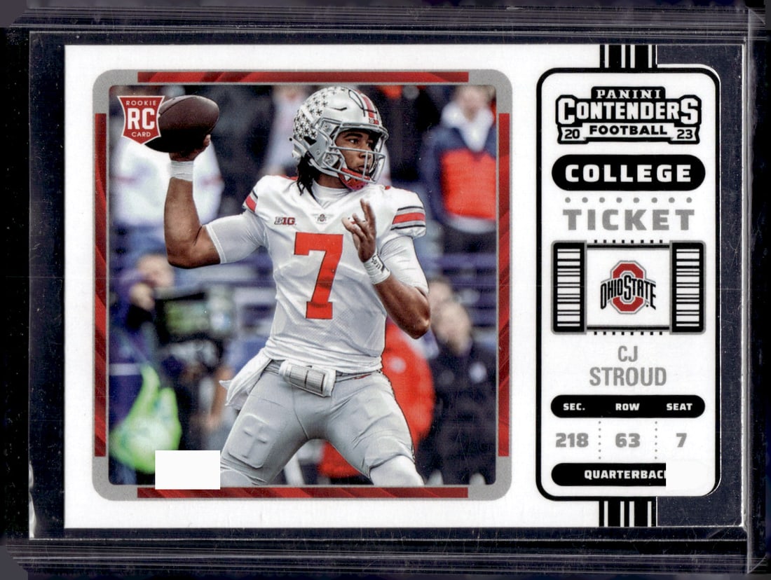 Cj Stroud Rookie Card College Ticket 2023 Chronicles Contenders Draft Picks #3 OSU: Panini Select, Prizm, Mosaic, Contenders, Zenith, Phoenix, Illusions, Absolute, Rookie NFL Sports Trading Cards, SP, SSP, Cards, Football Cards for Sale Near Me, Superbowl & Hall of Fame Player Cards,