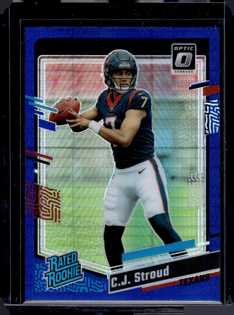 Cj Stroud Rookie Card Blue Hyper 2023 Donruss Optic #244 Houston Texans: Donruss Football NLF Trading & Sports Cards, Sports Cards for Sale Near Me, Valuable Memorabilia Auction Lots Sold On Line, SP, SSP