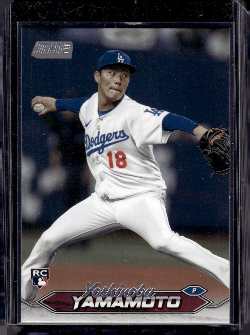 Yoshinobu Yamamoto Rookie Card 2024 Stadium Club #114 Los Angeles Dodgers: Topps Baseball MLB Trading & Sports Cards, Sports Cards for Sale Near Me, World Series & Hall of Fame Players Memorabilia, Refractors, X-Fractors, Numbered, SP, SSP, Valuable Auction Memorabilia Lots 