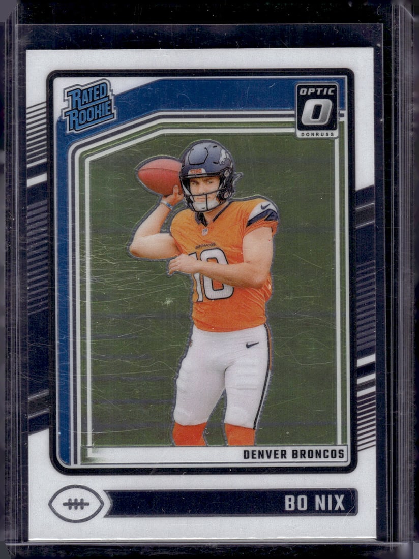 Bo Nix Rookie Card 2024 Donruss Optic #209 Denver Broncos: Donruss Football NLF Trading & Sports Cards, Sports Cards for Sale Near Me, Valuable Memorabilia Auction Lots Sold On Line, SP, SSP