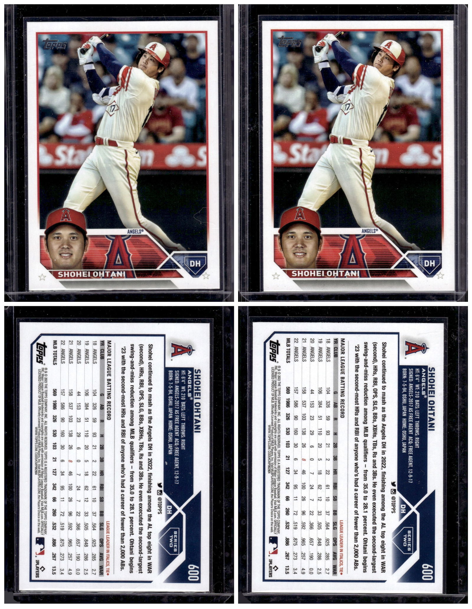 Lot of 2 Shohei Ohtani 2023 Topps #600 Angels, Dodgers (1 of 1)