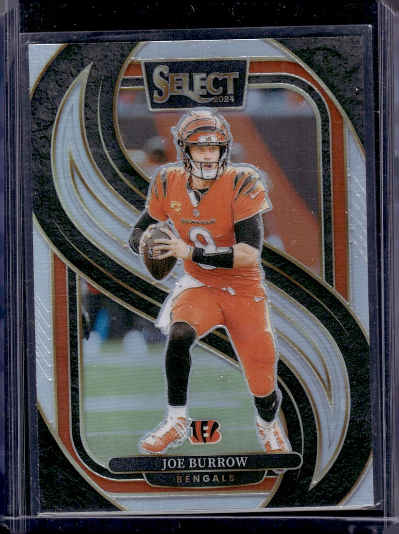 Joe Burrow Silver Prizm Premier Level 2024 Select #127 Cincinnati Benglas: Panini Select, Prizm, Mosaic, Contenders, Zenith, Phoenix, Illusions, Absolute, Rookie NFL Sports Trading Cards, SP, SSP, Cards, Football Cards for Sale Near Me, Superbowl & Hall of Fame Player Cards,