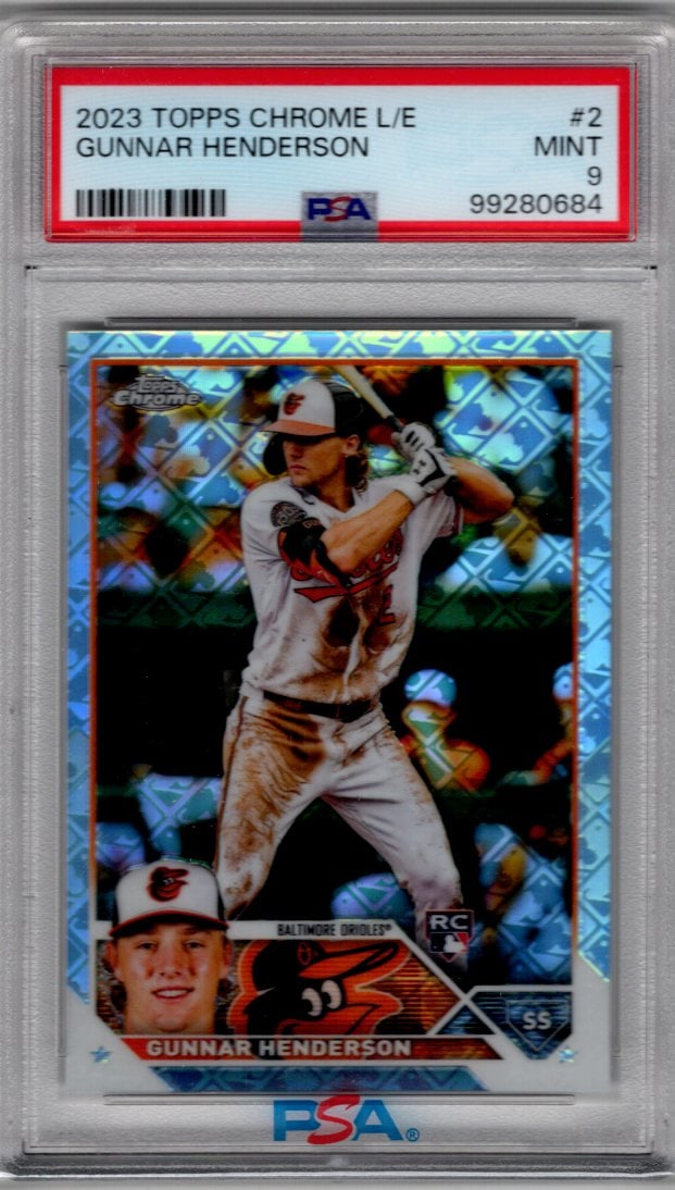 Gunnar Henderson Rookie Card Logofractor 2023 Topps Chrome #2 PSA 9 Orioles (1 of 2)