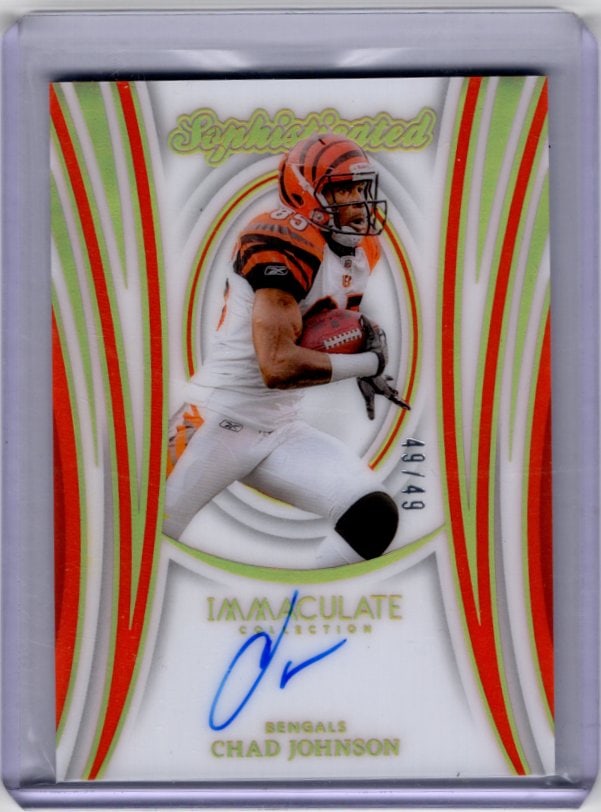 Chad Johnson Auto /49 2024 Panini Immaculate Collection #SS-CJN Bengals: Panini Select, Prizm, Mosaic, Contenders, Zenith, Phoenix, Illusions, Absolute, Rookie NFL Sports Trading Cards, SP, SSP, Cards, Football Cards for Sale Near Me, Superbowl & Hall of Fame Player Cards,