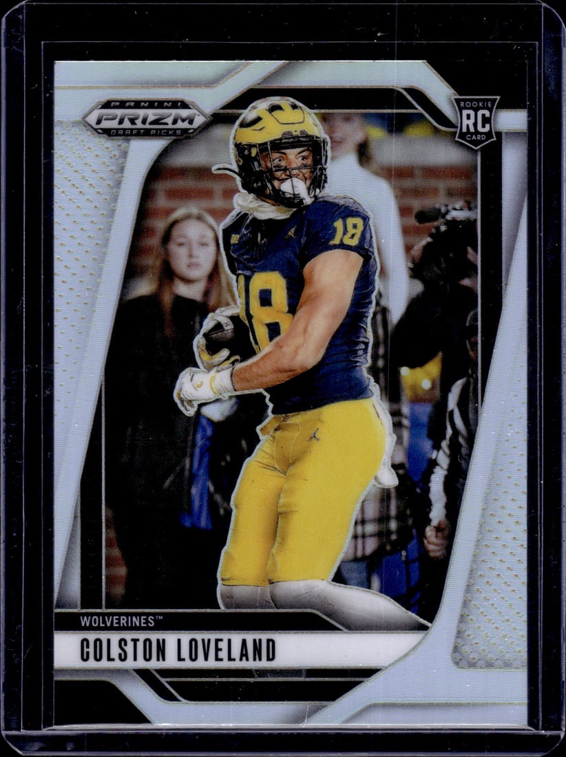 Colston Loveland Rookie Card Silver Prizm 2025 Prizm Draft Picks #67 Michigan, Bears: Panini Select, Prizm, Mosaic, Contenders, Zenith, Phoenix, Illusions, Absolute, Rookie NFL Sports Trading Cards, SP, SSP, Cards, Football Cards for Sale Near Me, Superbowl & Hall of Fame Player Cards,
