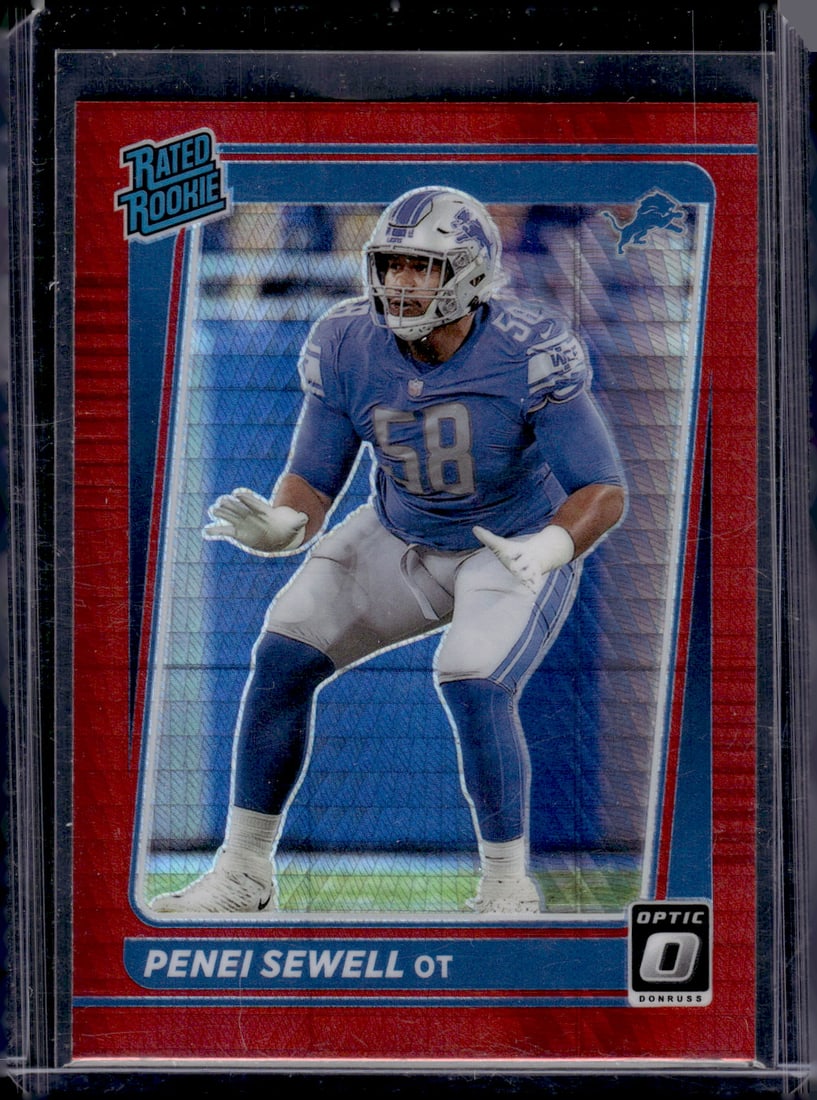 Penei Sewell Rookie Card Red Hyper 2021 Donruss Optic #260 Detroit Lions (1 of 2)