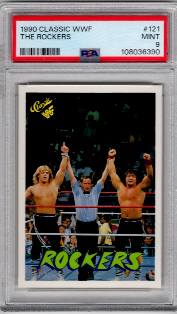 The Rockers Shawn Michaels 1990 Classic WWF #121 PSA 9: Classic Vintage Wrestling WWF Trading & Sports Cards, Old Sports Cards for Sale Near Me, Auction Memorabilia Lots for Sale On Line, Wrestlemania Champion Wrestlers