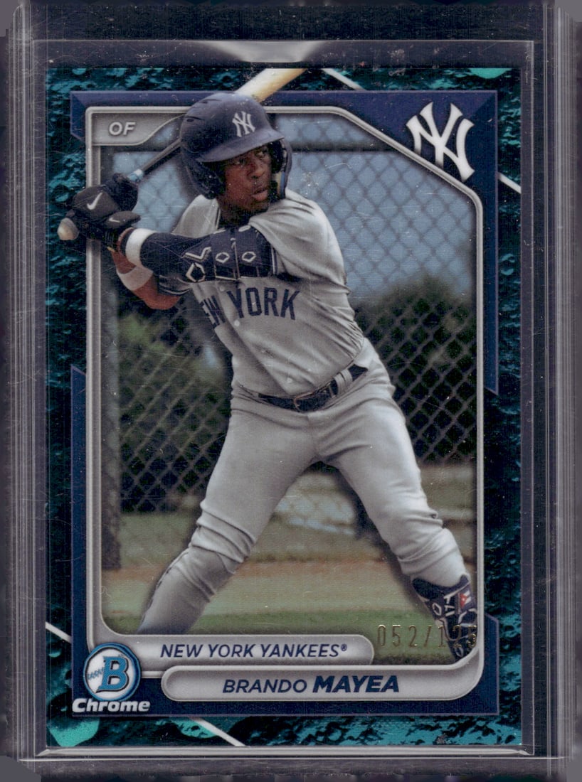Brando Mayea Prospects Aqua Lunar /125 2024 Bowman Chrome #BCP-84 Yankees: Bowman Baseball MLB Trading & Sports Cards, Sports Cards for Sale Near Me, World Series & Hall of Fame Players, SP, SSP, Chrome, 1st Bowman, Auction Memorabilia Lots Sold On Line