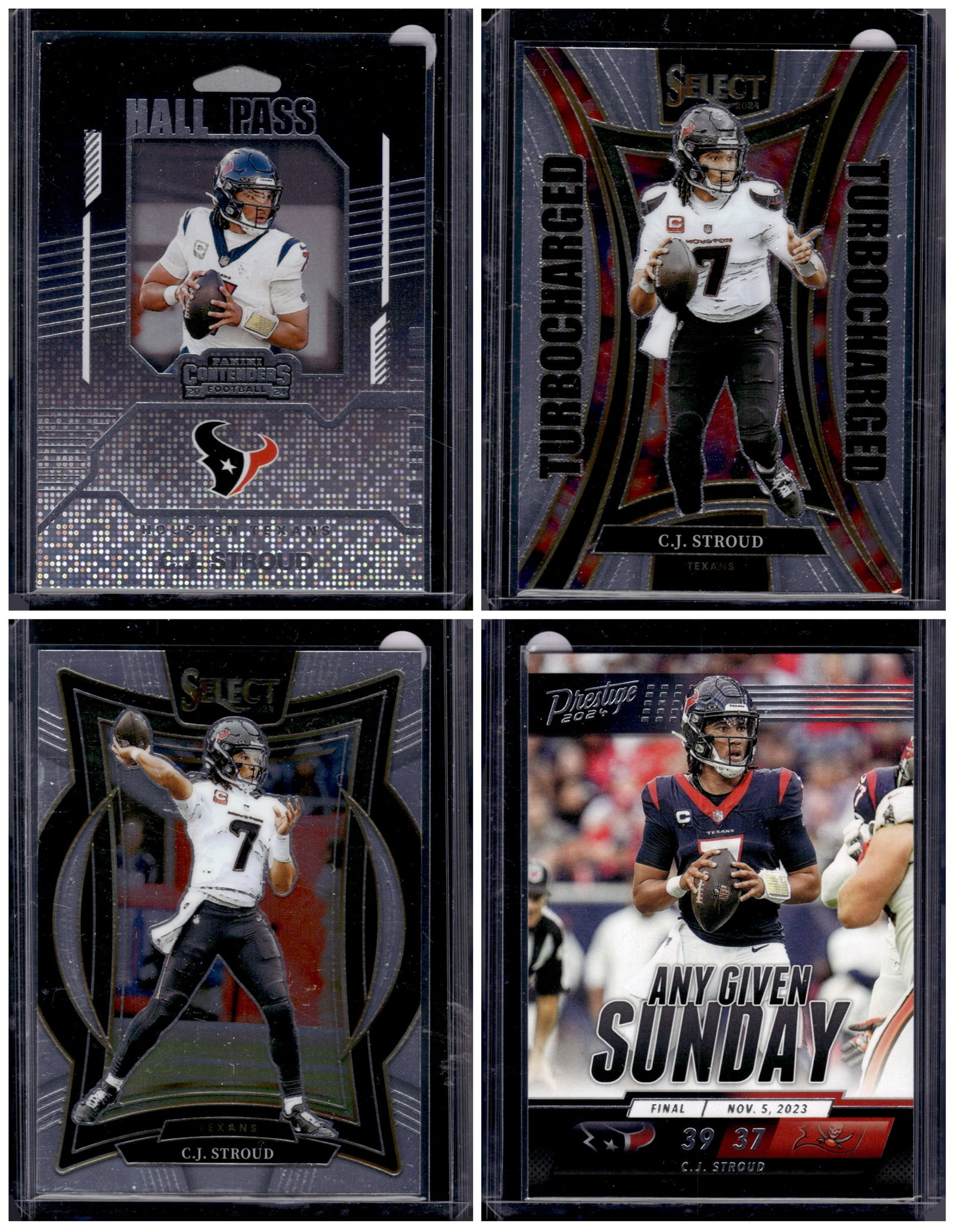Lot of 4 Cj Stroud 2024 Panini 2nd Year Football Cards. All Differnet, See Pictures: Panini Select, Prizm, Mosaic, Contenders, Zenith, Phoenix, Illusions, Absolute, Rookie NFL Sports Trading Cards, SP, SSP, Cards, Football Cards for Sale Near Me, Superbowl & Hall of Fame Player Cards,