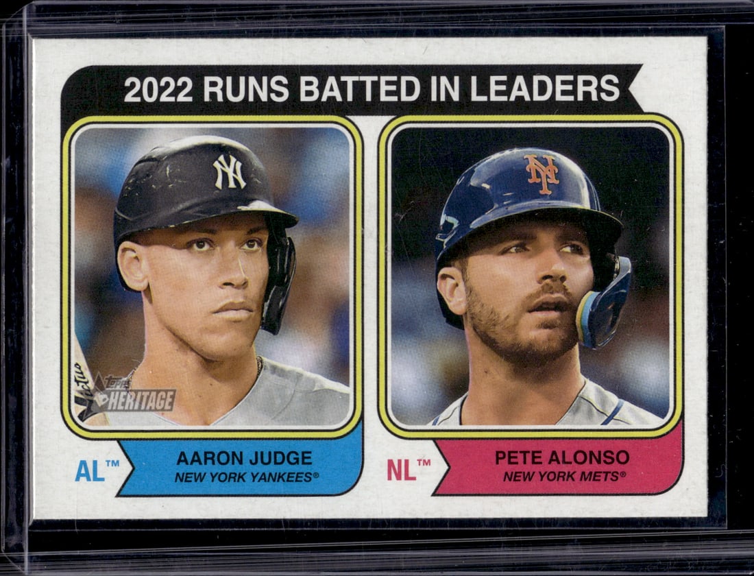 2022 RBI Leaders Aaron Judge/Pete Alonso 2023 Topps Heritage #203: Topps Baseball MLB Trading & Sports Cards, Sports Cards for Sale Near Me, World Series & Hall of Fame Players Memorabilia, Refractors, X-Fractors, Numbered, SP, SSP, Valuable Auction Memorabilia Lots 