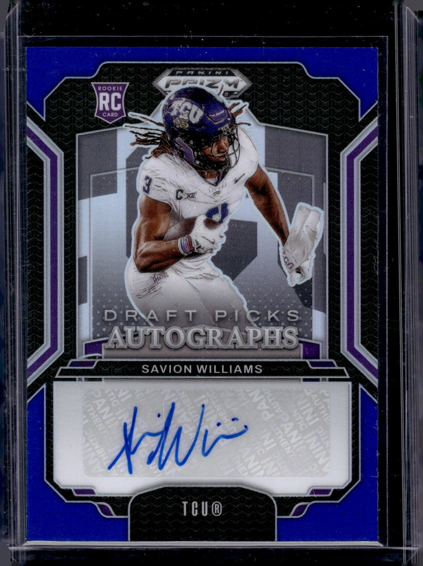 Savion Williams Blue Prizm Rookie Auto /249 2025 Prizm Draft Picks #DPA-SWS TCU, Packers (1 of 2)