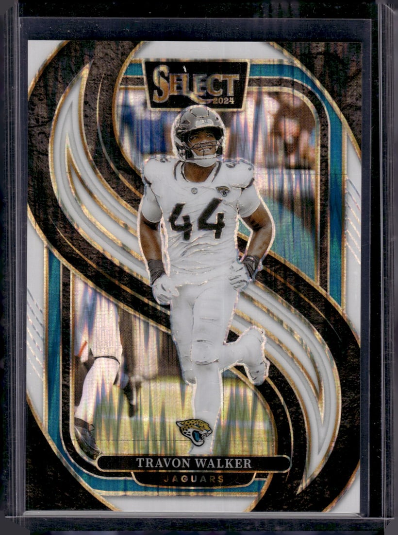 Travon Walker White Shock Prizm /199 2024 Select #197 Jaguars: Panini Select, Prizm, Mosaic, Contenders, Zenith, Phoenix, Illusions, Absolute, Rookie NFL Sports Trading Cards, SP, SSP, Cards, Football Cards for Sale Near Me, Superbowl & Hall of Fame Player Cards,