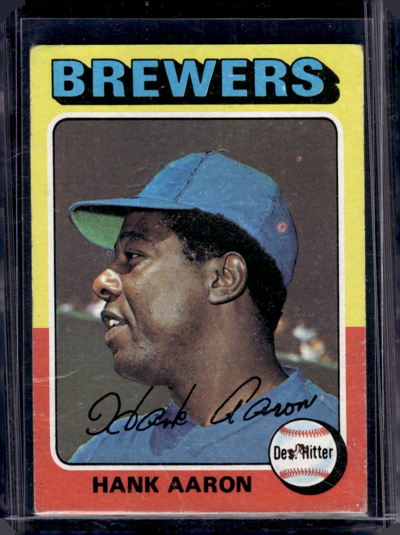 Hank Aaron 1975 Topps #600 Crease Bottom Middle and Some Writing Idents on Front See Pics (1 of 2)