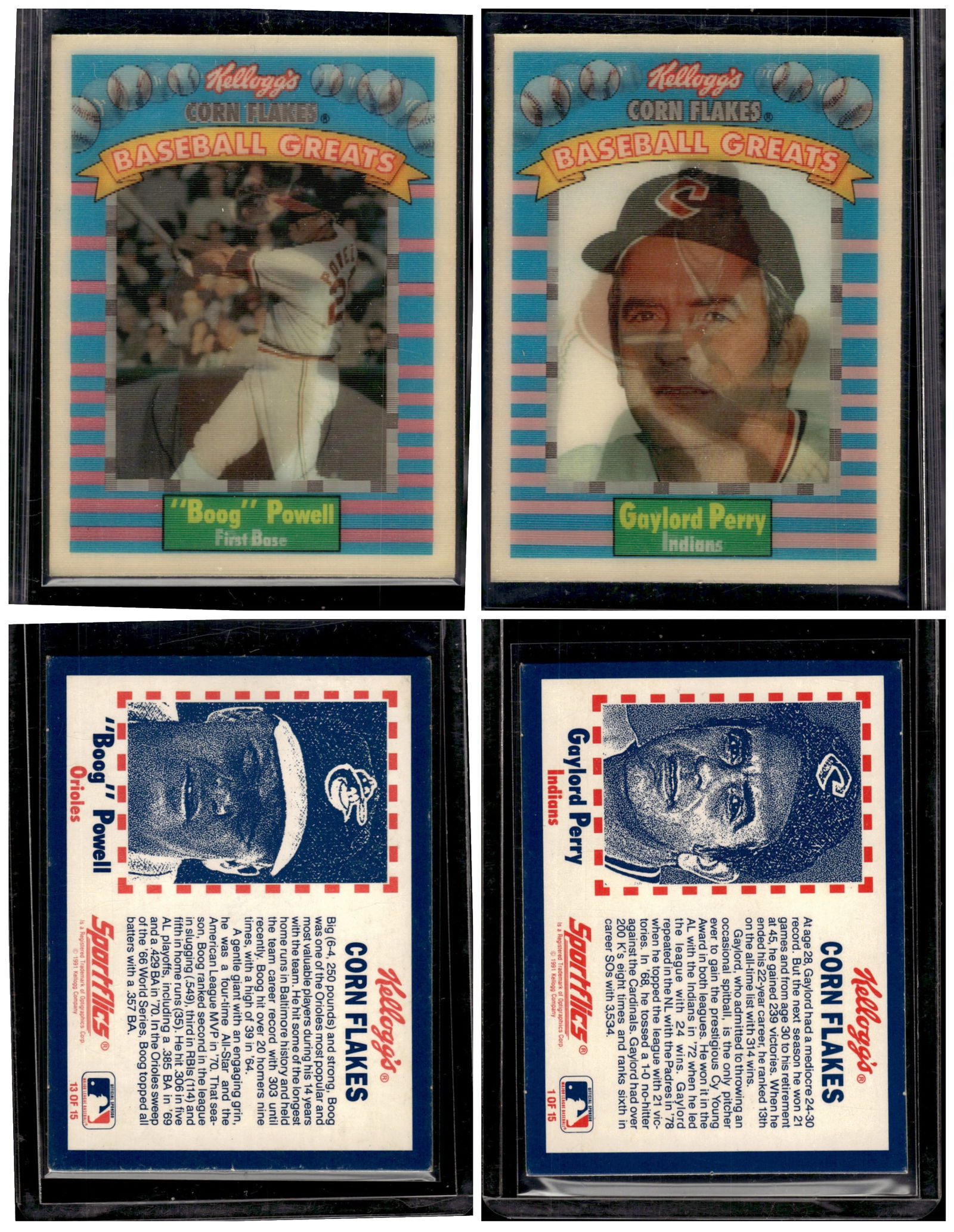 Lot of 2 1991 Kellogg's Corn Flakes Baseball Greats. Boog Powell & Gaylord Perry (1 of 1)