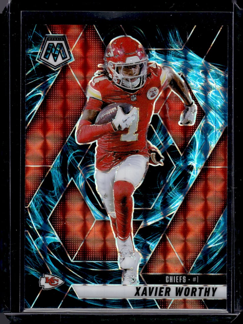 Xavier Worthy Genesis Prizm SSP Case Hit 2025 Mosaic #184 Kansas City Chiefs: Sports Cards, NFL Trading Cards, Football Cards, Panini Cards, Panini Football Cards, Rookie Cards, Numbered Football Cards, Serial Numbered Football Card, SSP Panini Cards, Sports Cards for Sale Near