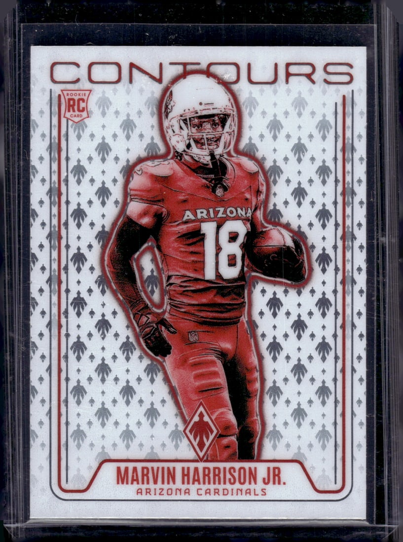 Marvin Harrison Jr. Rookie Card Contours 2024 Panini Phoenix #CON-MHJ Cardinals: Panini Select, Prizm, Mosaic, Contenders, Zenith, Phoenix, Illusions, Absolute, Rookie NFL Sports Trading Cards, SP, SSP, Cards, Football Cards for Sale Near Me, Superbowl & Hall of Fame Player Cards,