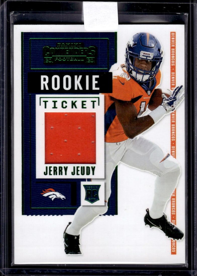 Jerry Jeudy Rookie Ticket Patch Green 2020 Contenders #RTS-JEU: Panini Select, Prizm, Mosaic, Contenders, Zenith, Phoenix, Illusions, Absolute, Rookie NFL Sports Trading Cards, SP, SSP, Cards, Football Cards for Sale Near Me, Superbowl & Hall of Fame Player Cards,