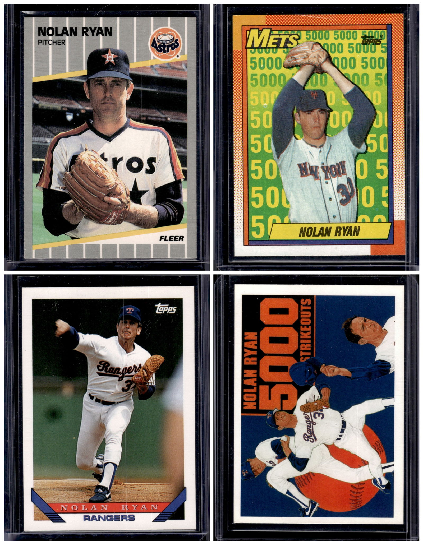 Lot of 4 Late 80s & Early 90s Nolan Ryan Baseball Cards. All Different, See Pictures (1 of 2)