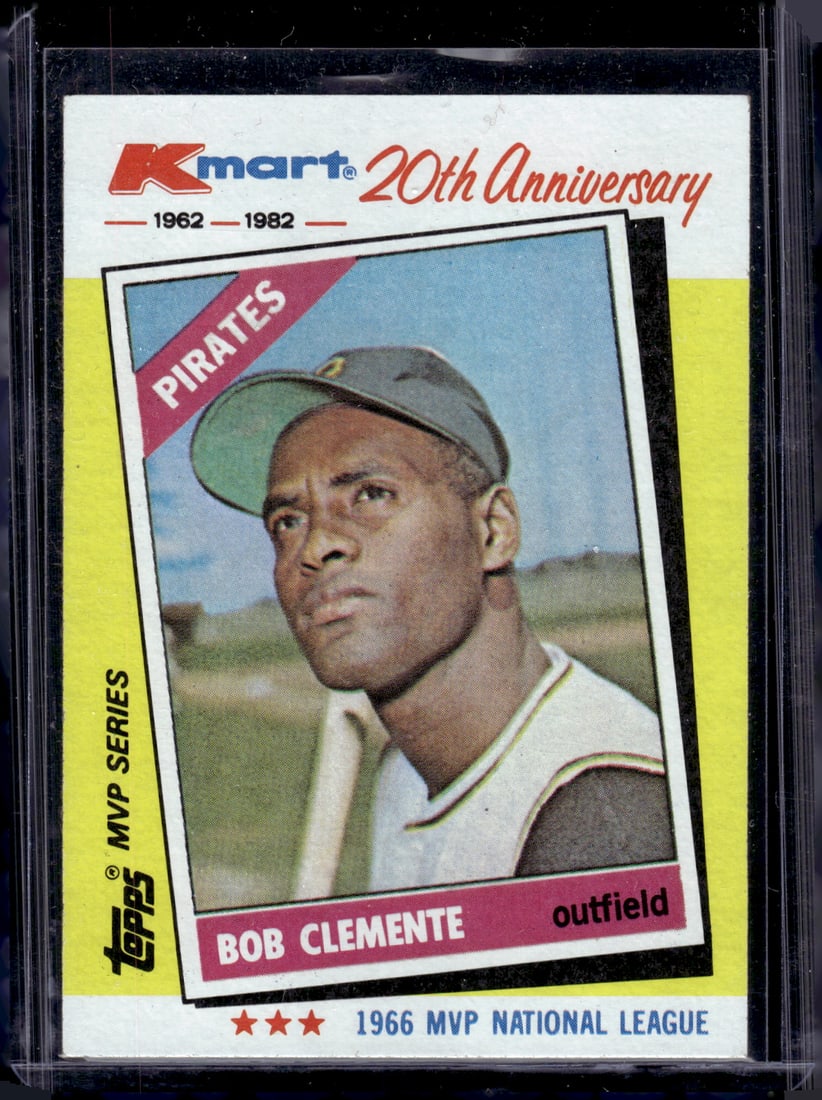 Roberto Clemente 1982 Topps KMart 20th Anniversary #10 Pittsburgh Pirates: MLB Trading Cards, Baseball Cards, Topps Cards, Topps Baseball Cards, Topps Vintage Cards, Sports Cards for Sale Near Me, Vintage Sports Card, Vintage Baseball Cards, Old Baseball Cards, Old Sports Ca