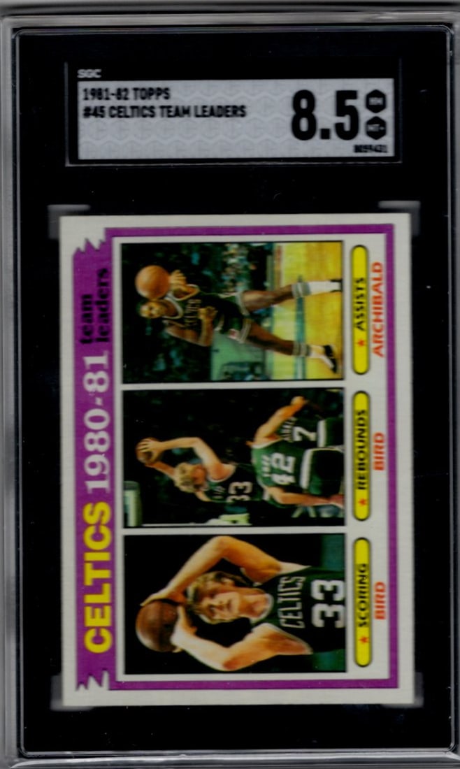 Larry Bird Celtics Team Leaders 1981-82 Topps #45 SGC 8.5 Boston Celtics (1 of 2)