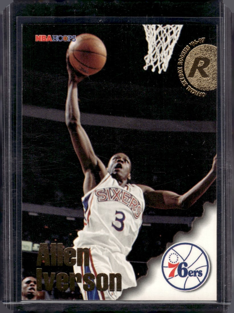 Allen Iverson Rookie Card 1996-97 NBA Hoops #295 Philadelphia 76ers (1 of 2)