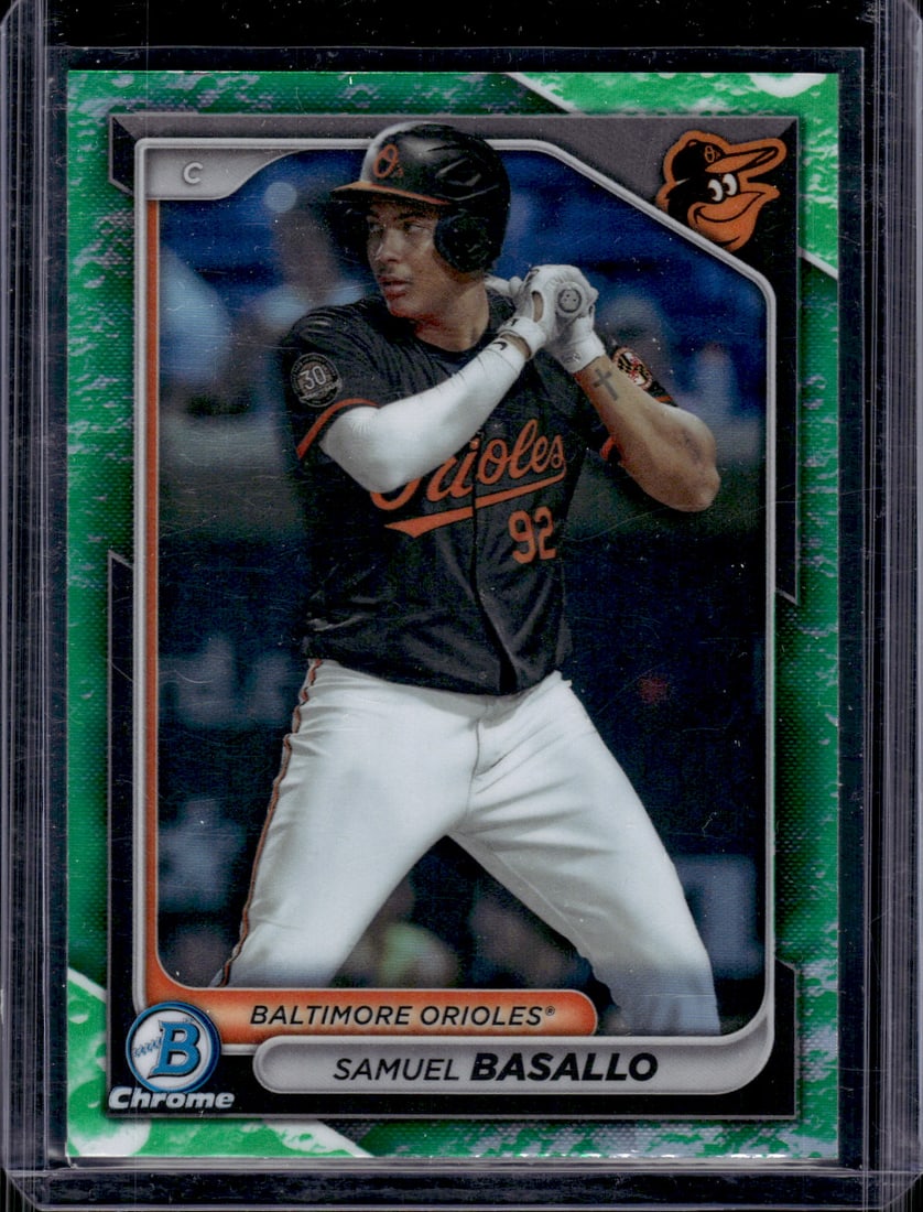 Samuel Basallo Lunar Glow Refractor 2024 Bowman Chrome #BCP-38 Baltimore Orioles: Bowman Baseball MLB Trading & Sports Cards, Sports Cards for Sale Near Me, World Series & Hall of Fame Players, SP, SSP, Chrome, 1st Bowman, Auction Memorabilia Lots Sold On Line