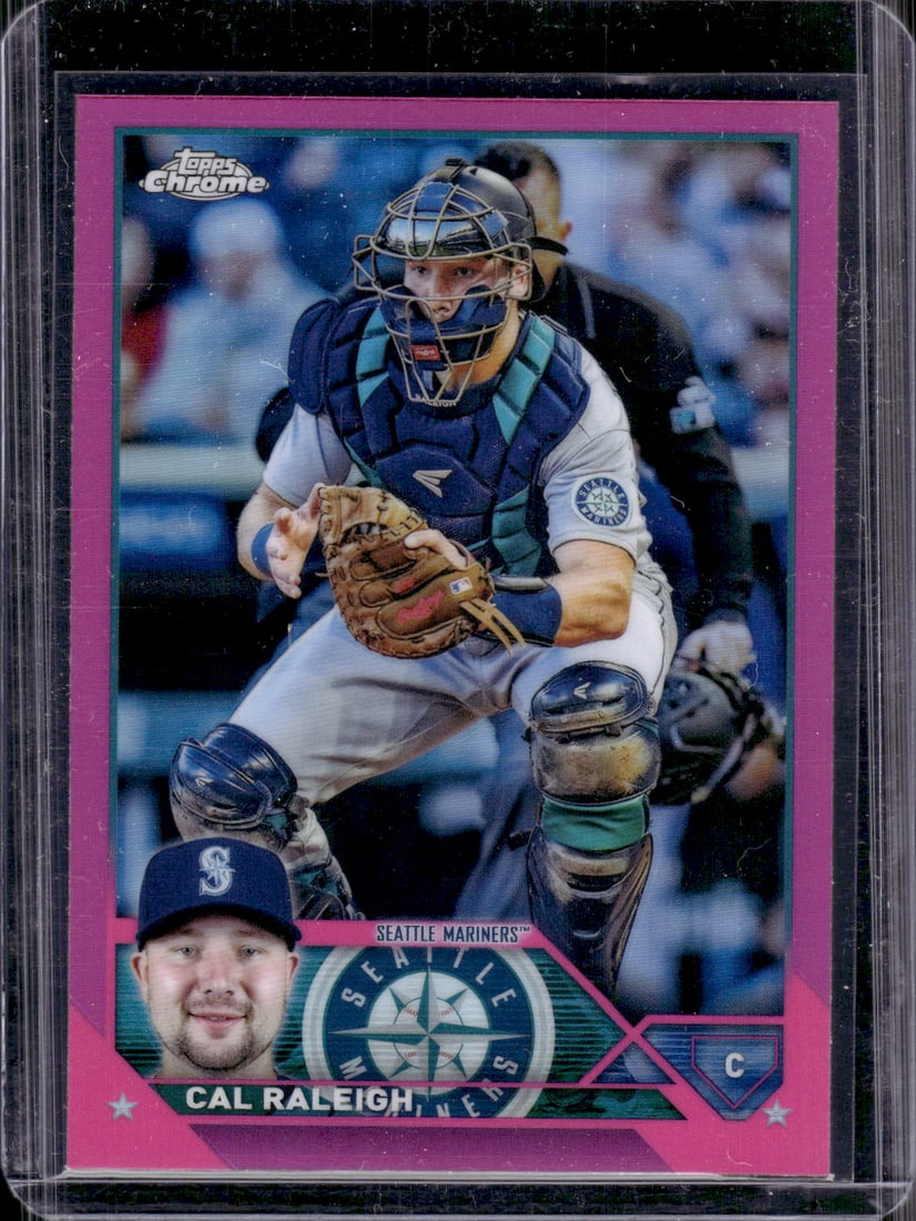 Cal Raleigh Pink Refractor 2023 Topps Chrome #141 Seattle Mariners: Topps Baseball MLB Trading & Sports Cards, Sports Cards for Sale Near Me, World Series & Hall of Fame Players Memorabilia, Refractors, X-Fractors, Numbered, SP, SSP, Valuable Auction Memorabilia Lots 