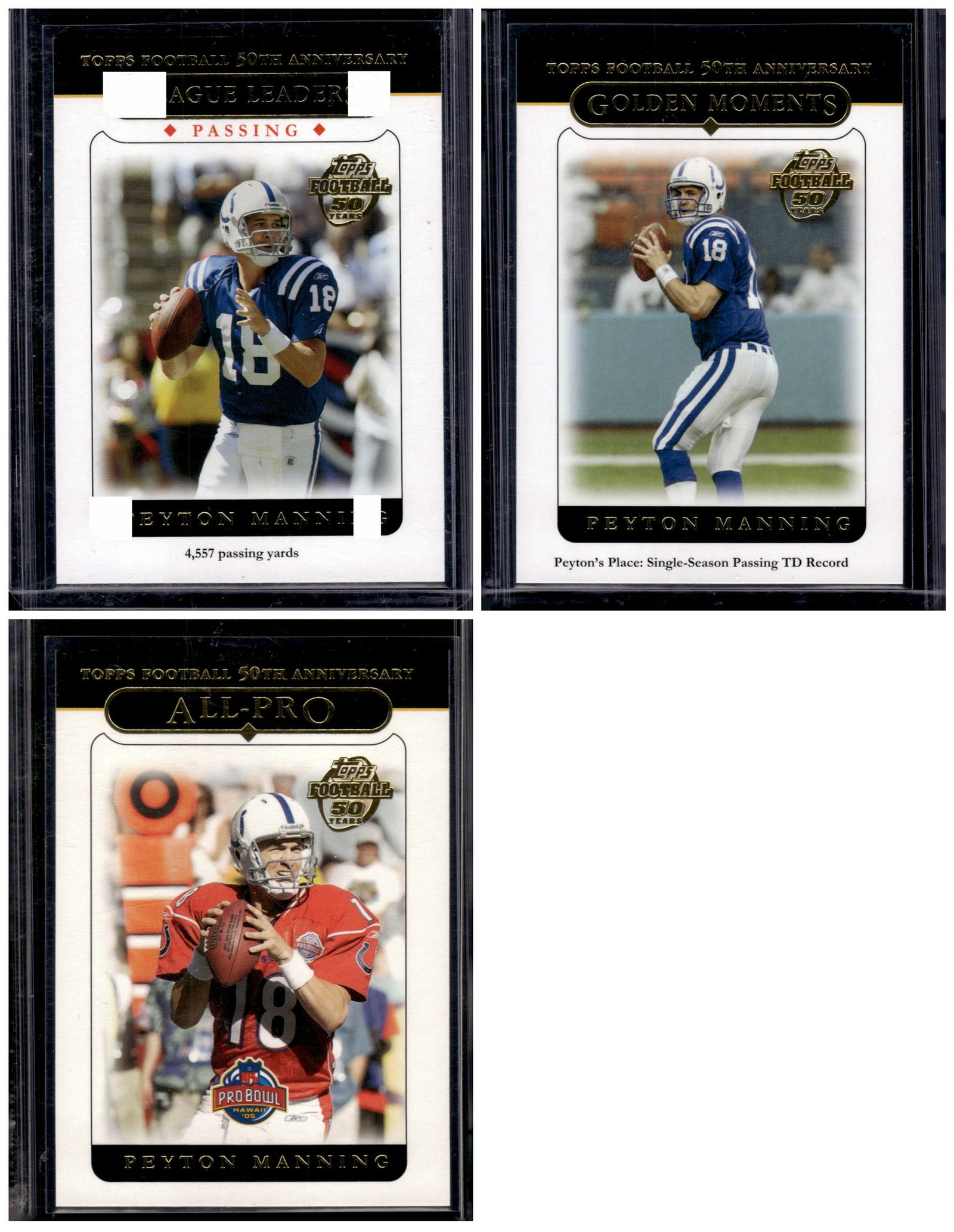 Lot of 3 Peyton Manning 2005 Topps Football Cards. All Different, See Pictures (1 of 2)