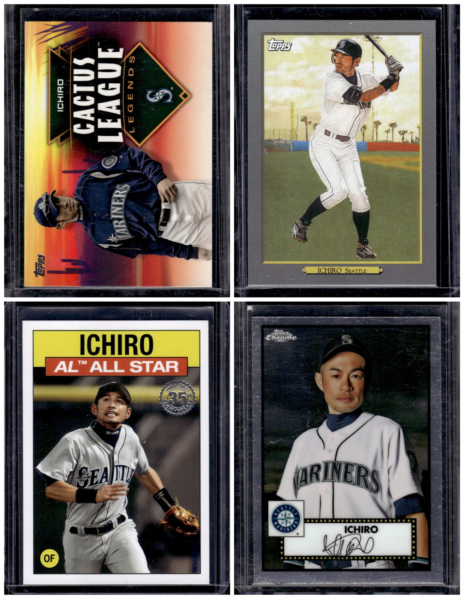 Lot of 4 Ichiro Baseball Cards. All Different, See Pictures: Topps Baseball MLB Trading & Sports Cards, Sports Cards for Sale Near Me, World Series & Hall of Fame Players Memorabilia, Refractors, X-Fractors, Numbered, SP, SSP, Valuable Auction Memorabilia Lots 