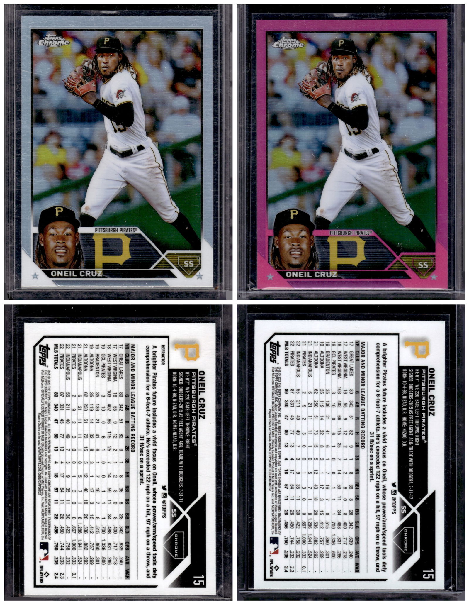 Lot of 2 ONeil Cruz 2023 Topps Chrome Refractors (1 of 1)