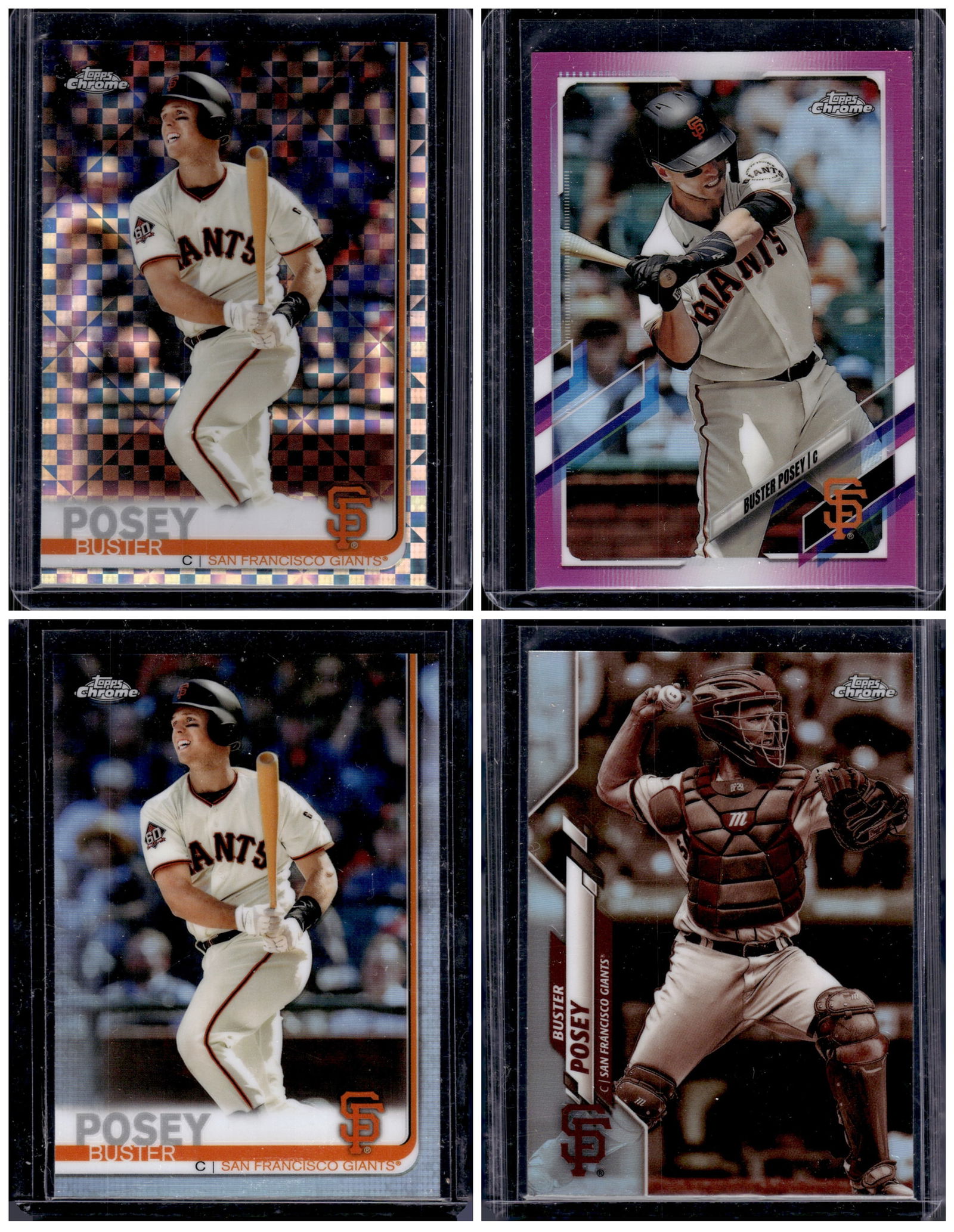 Lot of 4 Buster Posey Topps Chrome Refractors/X-Fractors. All Different, See Pictures (1 of 2)