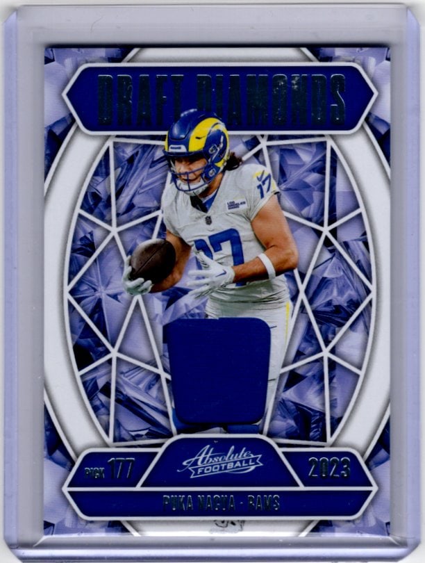 Puka Nacua Draft Diamonds Patch 2025 Absolute #DDJ-PNA Los Angeles Rams: Panini Select, Prizm, Mosaic, Contenders, Zenith, Phoenix, Illusions, Absolute, Rookie NFL Sports Trading Cards, SP, SSP, Cards, Football Cards for Sale Near Me, Superbowl & Hall of Fame Player Cards,