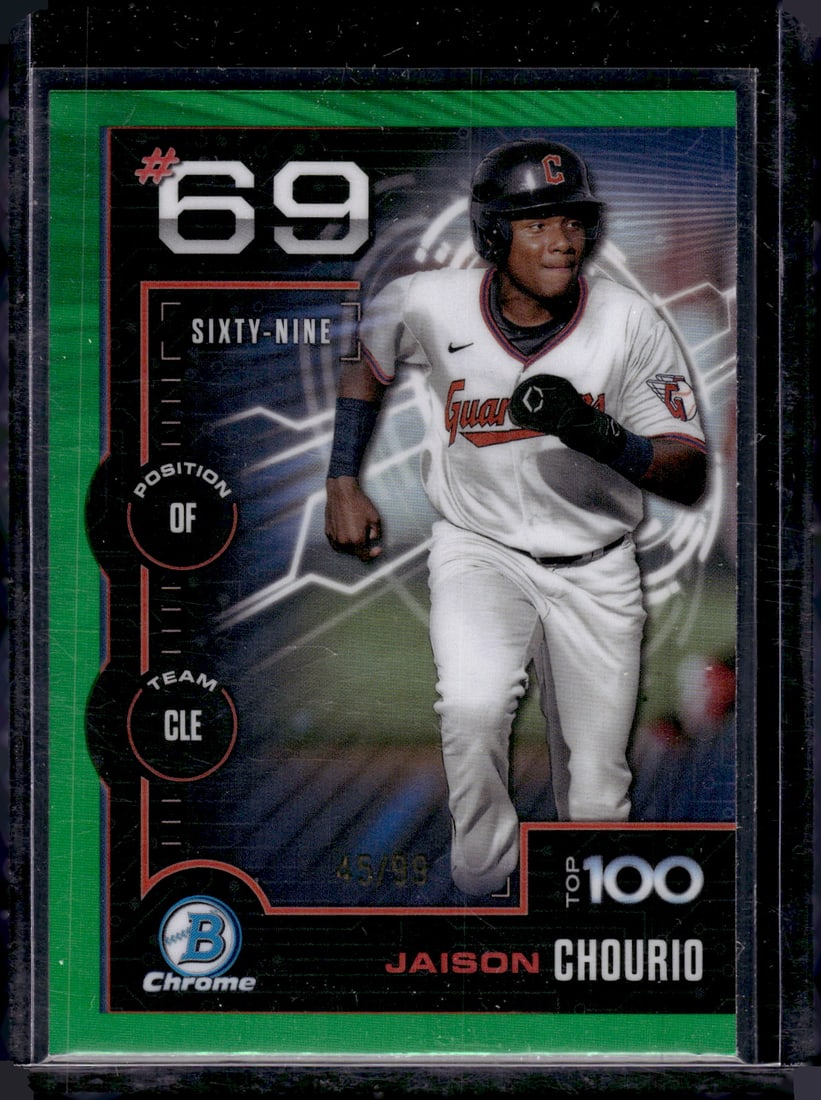 Jaison Chourio Top 100 Green Refractor /99 2025 Bowman Chrome #BTP-69 (1 of 2)