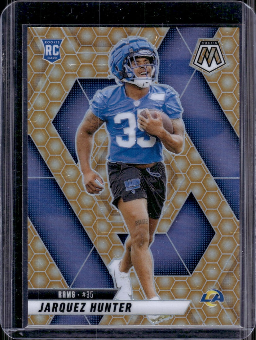 Jarquez Hunter Rookie Card Honeycomb Prizm SSP Case Hit 2025 Mosaic #380 Rams: Panini Select, Prizm, Mosaic, Contenders, Zenith, Phoenix, Illusions, Absolute, Rookie NFL Sports Trading Cards, SP, SSP, Cards, Football Cards for Sale Near Me, Superbowl & Hall of Fame Player Cards,