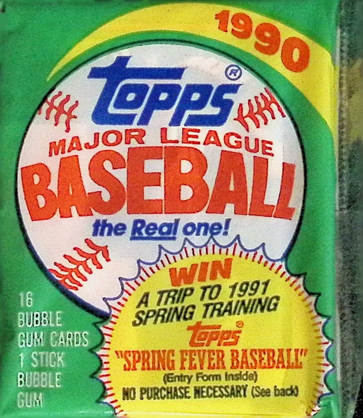 1990 Topps Series 1 Vintage Baseball Cards Retail Box Wax Pack Sports Cards: Topps Vintage Rookie MLB Trading Cards, Frank Thomas Rookie Card, Bo Jackson, Cal Ripken, Nolan Ryan, Ken Griffey Jr All-Star Roopkie Cup Card, Sports Cards for Sale Near Me, World Series & Hall of Fa