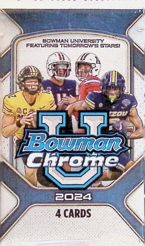 2024 Bowman Chrome U Football Cards BLASTER Box Pack Sports Cards NFL Trading Cards: Bowman Rookie Football NCAA & NFL Trading Sports Cards, Sports Cards for Sale Near Me, 1st Bowman, Prospect, Autographs, Lava, Refractor