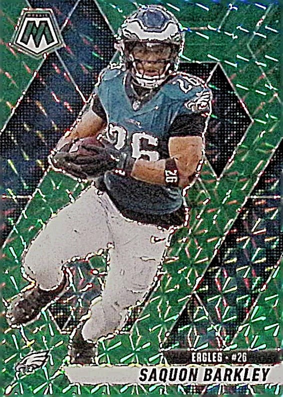 Saquon Barkley Green Mosaic Prizm 2025 Panini Mosaic #212 NFL Trading Cards Philadelphia Eagles (1 of 2)