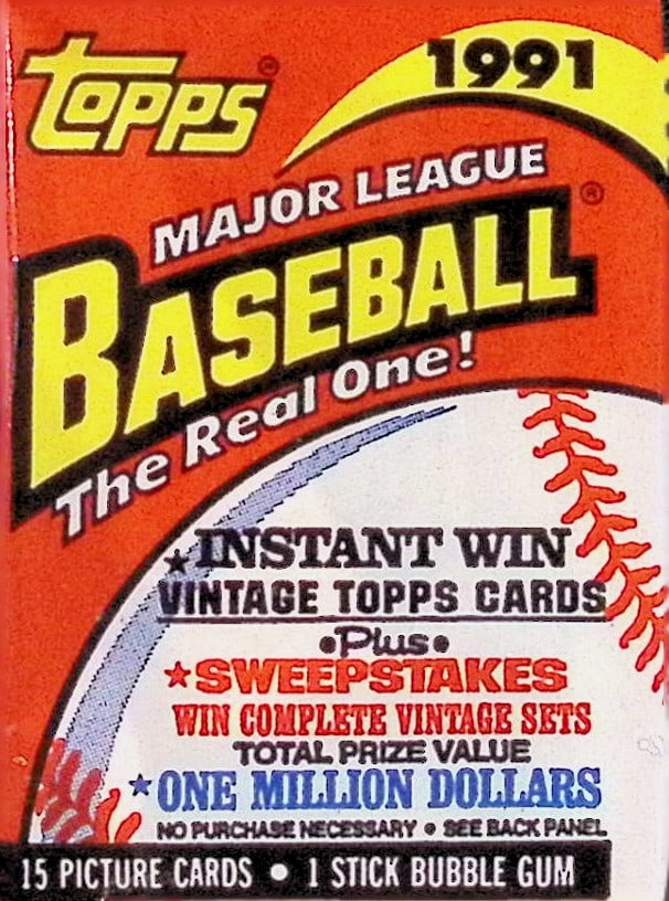 1991 Topps Vintage Baseball Cards Retail Box Wax Pack Sports Cards Rookie Cards: Topps MLB Baseball Trading & Sports Cards & Memorabilia, Chipper Jones, Ken Griffey, Jr., Frank Thomas, Bo Jackson, Cal Ripken, Nolan Ryan, Craig Biggio Rookie Card, Dwight Gooden, Rickey Henderson, P