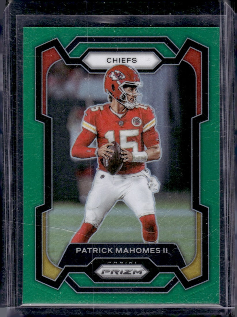 Patrick Mahomes Green Prizm 2023 Panini Prizm #149 Kansas City Chiefs (1 of 2)