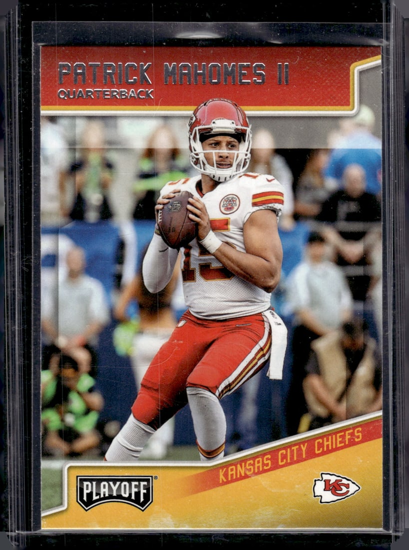 Patrick Mahomes 2nd Year 2018 Panini Playoff #94 Kansas City Chiefs: Panini Select, Prizm, Mosaic, Contenders, Zenith, Phoenix, Illusions, Absolute, Rookie NFL Sports Trading Cards, SP, SSP, Cards, Football Cards for Sale Near Me, Superbowl & Hall of Fame Player Cards,