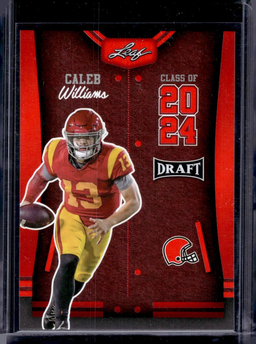 Caleb Williams Red 2023 Leaf Draft #77 USC Trojans, Chicago Bears (1 of 2)