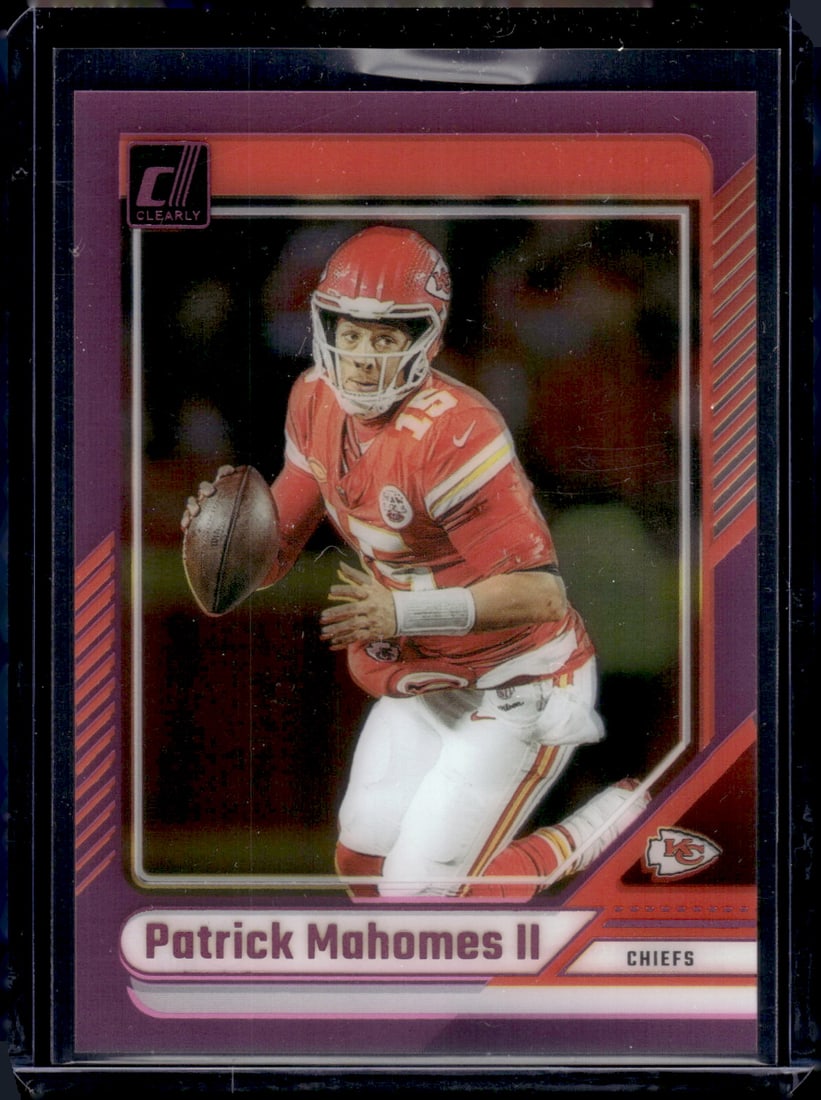 Patrick Mahomes Pink 2024 Clearly Donruss #27 Kansas City Chiefs: Panini Select, Prizm, Mosaic, Contenders, Zenith, Phoenix, Illusions, Absolute, Rookie NFL Sports Trading Cards, SP, SSP, Cards, Football Cards for Sale Near Me, Superbowl & Hall of Fame Player Cards,