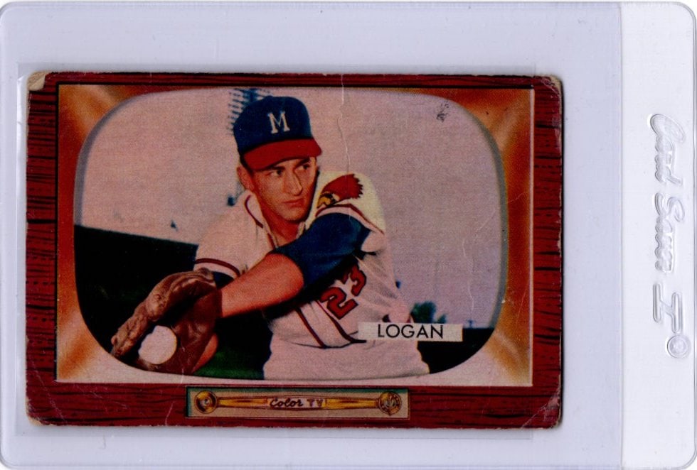 Johnny Logan 1955 Bowman #180 Has Some Creases See Pics (1 of 2)