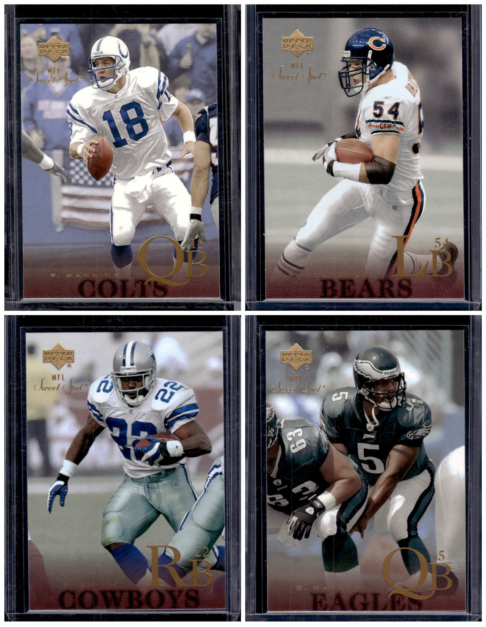 Lot of 4 2002 Upper Deck Sweet Sport NFL Cards. Manning, Urlacher, Smith, McNabb (1 of 2)