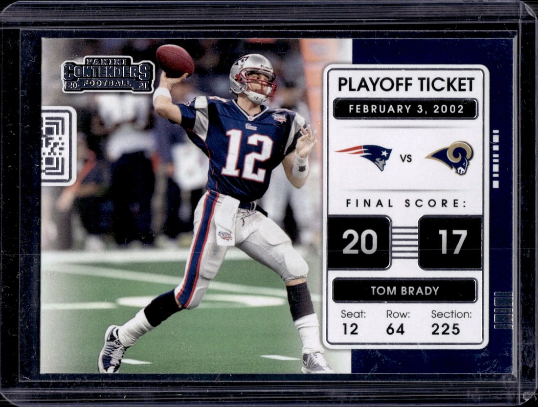 Tom Brady Playoff Ticket 2021 Contenders #PLT-TBR New England Patriots: Panini Select, Prizm, Mosaic, Contenders, Zenith, Phoenix, Illusions, Absolute, Rookie NFL Sports Trading Cards, SP, SSP, Cards, Football Cards for Sale Near Me, Superbowl & Hall of Fame Player Cards,