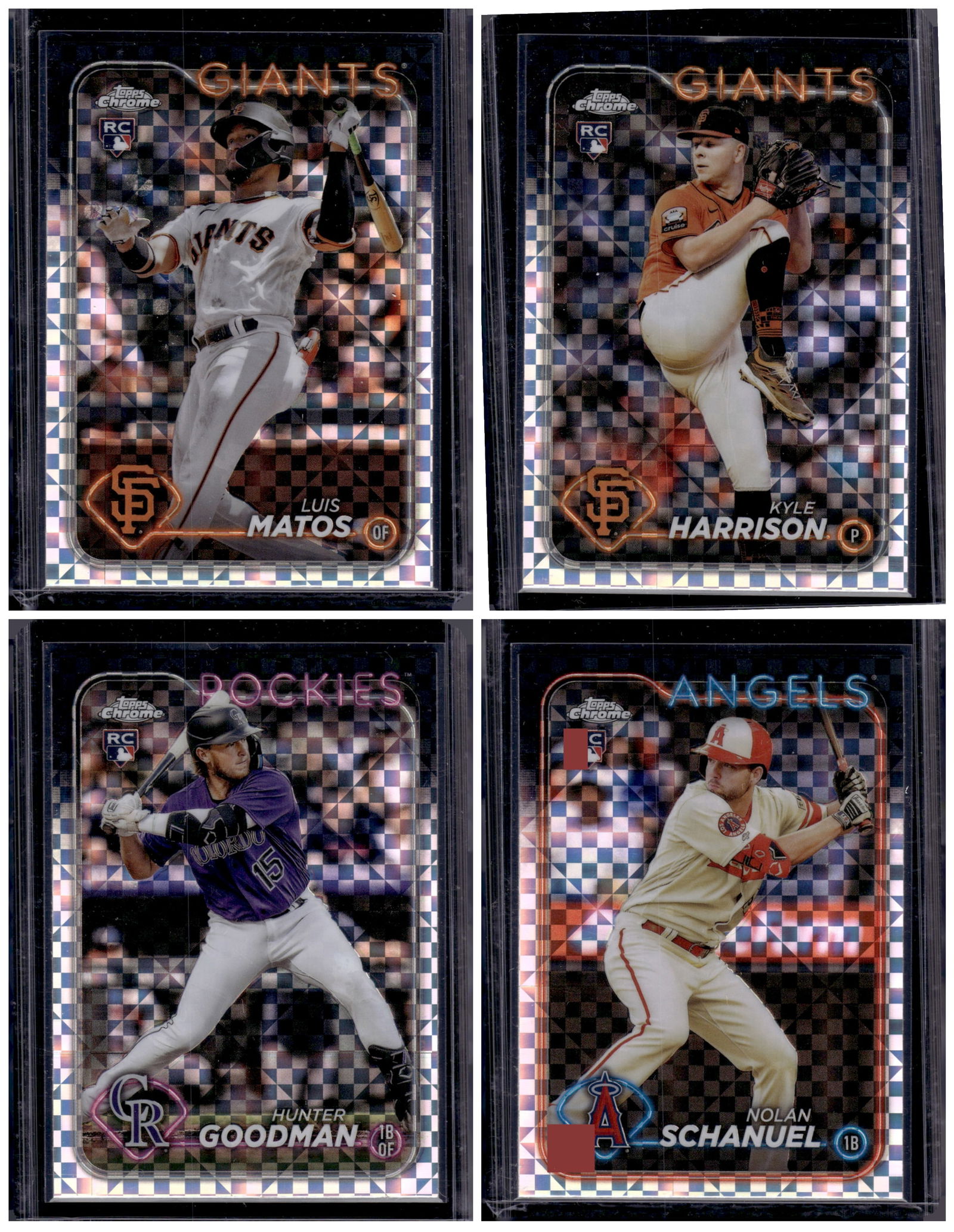 Lot of 4 2024 Topps Chrome XFractor Rookie Cards. Matos, Harrison, Goodman, Schanuel (1 of 2)