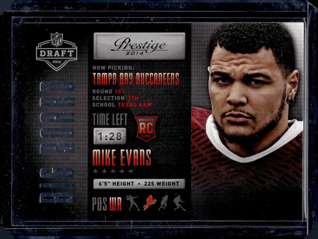 Mike Evans Rookie Card Big Board 2014 Panini Prestige #5 Tampa Bay Buccaneers: Panini Select, Prizm, Mosaic, Contenders, Zenith, Phoenix, Illusions, Absolute, Rookie NFL Sports Trading Cards, SP, SSP, Cards, Football Cards for Sale Near Me, Superbowl & Hall of Fame Player Cards,